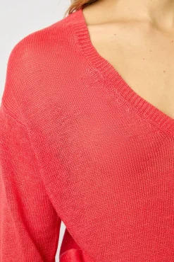 Pull Col V En Lin Ecrevisse - Lee