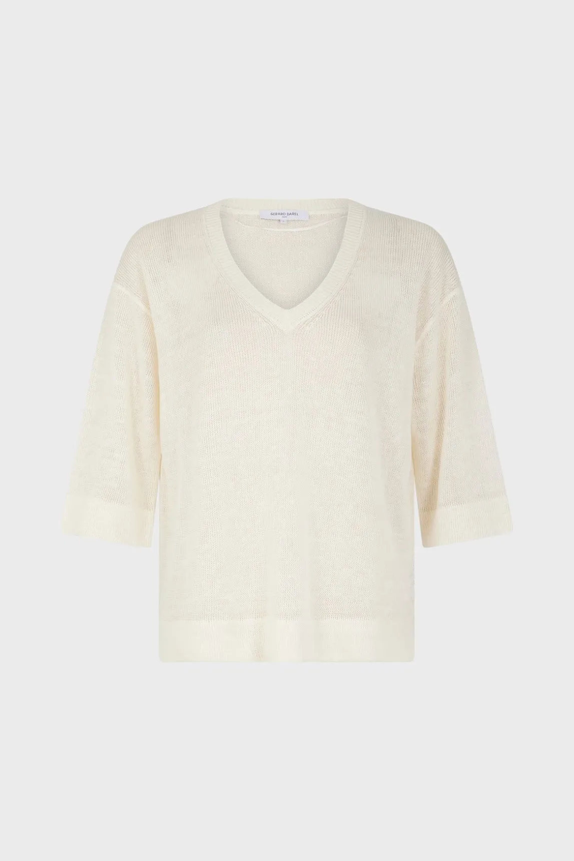 Pull Col V En Lin Ecru - Lee