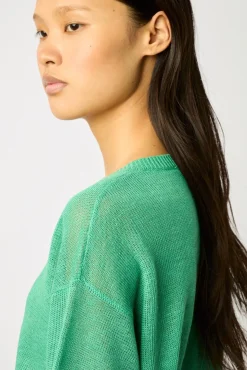 Pull Col V En Lin Emeraude - Lee