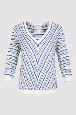 Pull En Lin Rayures Bleu Ocean - Lamia