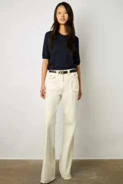 Pull Manches Courtes En Laine Marine - Lysea