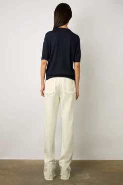 Pull Manches Courtes En Laine Marine - Lysea