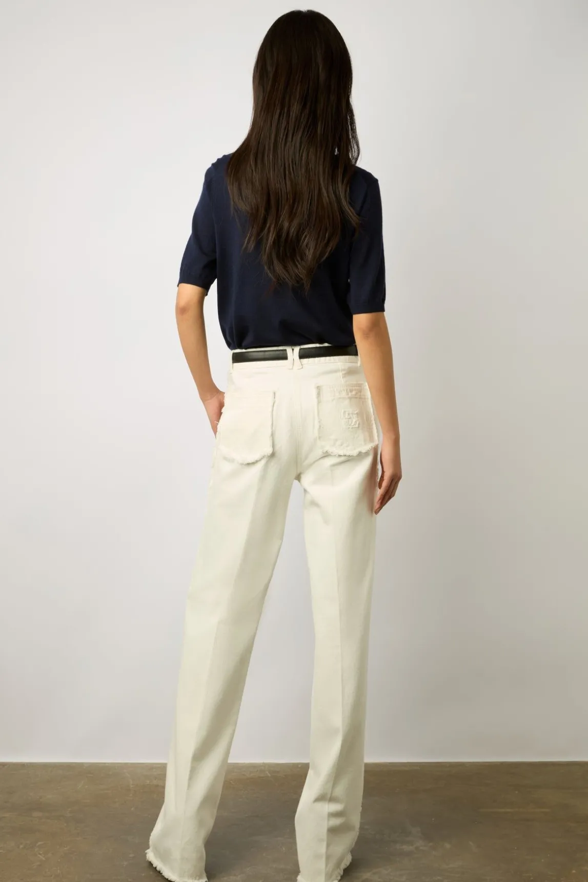 Pull Manches Courtes En Laine Marine - Lysea
