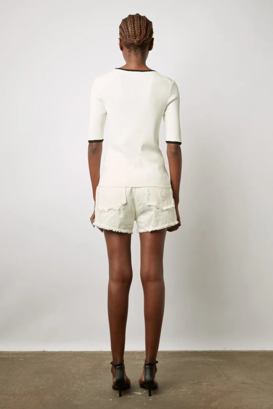 Pull Uni Bicolore A Cotes Ecru - Lamiss