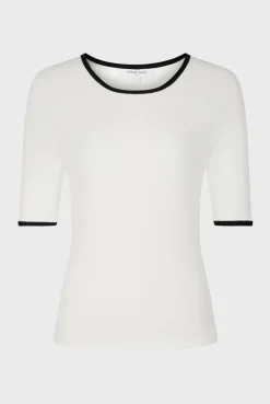 Pull Uni Bicolore A Cotes Ecru - Lamiss