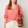 Pull V En Cachemire Corail - Ludovica