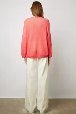 Pull V En Cachemire Corail - Ludovica