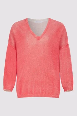 Pull V En Cachemire Corail - Ludovica