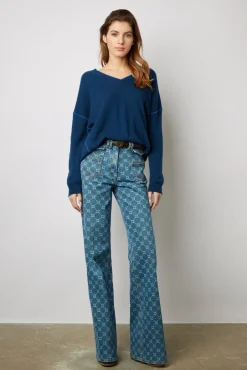 Pull V En Cachemire Encre - Lyme
