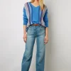 Pull V En Cachemire Raye Electrique - Lexa