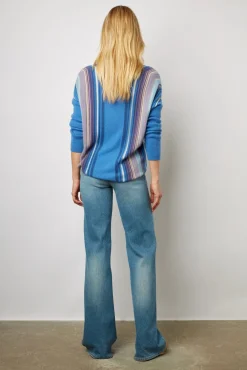 Pull V En Cachemire Raye Electrique - Lexa