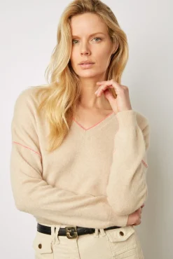 Pull V En Cachemire Sable - Lyme