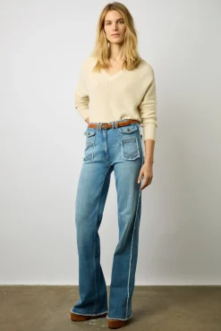 Pull V En Laine Et Coton Ecru - Lorie