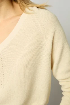 Pull V En Laine Et Coton Ecru - Lorie