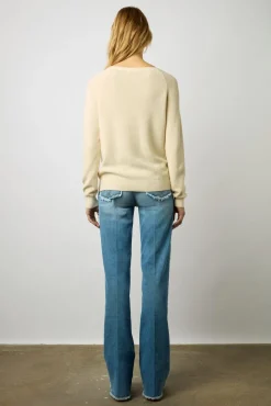 Pull V En Laine Et Coton Ecru - Lorie