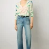 Pull V Etoile En Lin Vert D'Eau - Lance