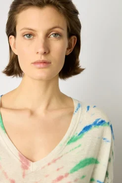 Pull V Etoile En Lin Vert D'Eau - Lance