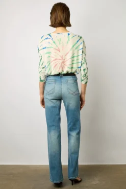 Pull V Etoile En Lin Vert D'Eau - Lance