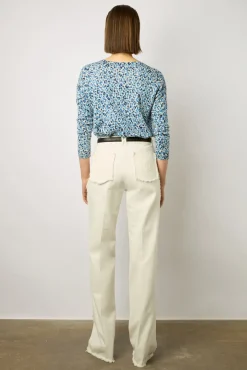 Pull V Leopard Lin Coton Indigo - Lauralie