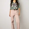 Pull V Lin Et Coton Imprime Ecru - Lylou