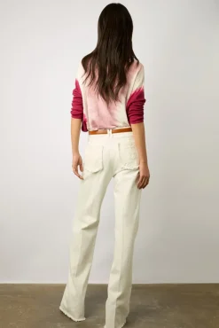 Pull V Tie And Dye En Lin Rose Vif - Lamy