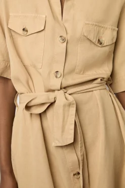 Robe Chemise Unie Sable - Estille