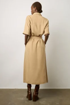 Robe Chemise Unie Sable - Estille