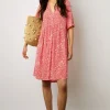 Robe Courte A Fleurs Corail - Ennalita