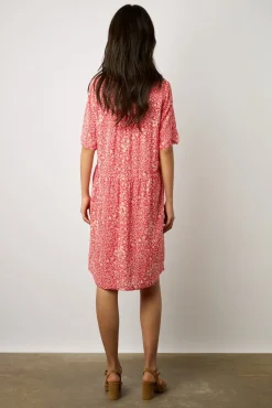 Robe Courte A Fleurs Corail - Ennalita