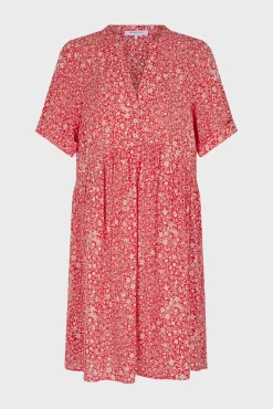 Robe Courte A Fleurs Corail - Ennalita