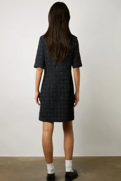 Robe Courte En Tweed Marine - Elenita