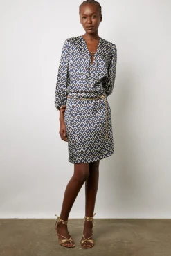 Robe Courte Fluide Imprimee Encre - Ekram
