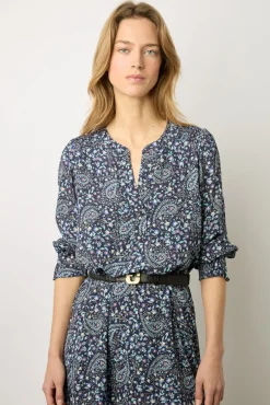 Robe Courte Imprime Cachemire Bleu - Evolenn