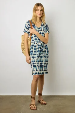Robe Courte Imprime Mexicain Indigo - Elita