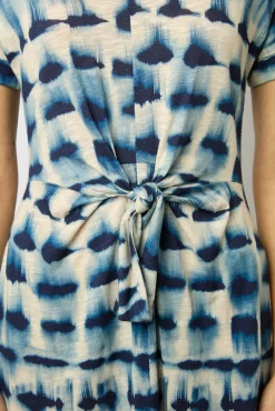 Robe Courte Imprime Mexicain Indigo - Elita