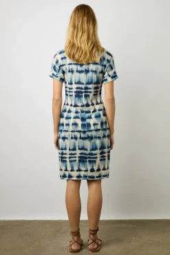 Robe Courte Imprime Mexicain Indigo - Elita