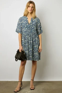 Robe Courte Imprimee Indigo - Ellena
