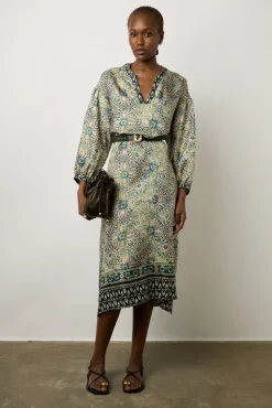 Robe Droite En 100% Soie Indigo - Elnora