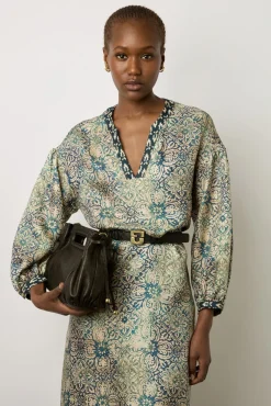 Robe Droite En 100% Soie Indigo - Elnora