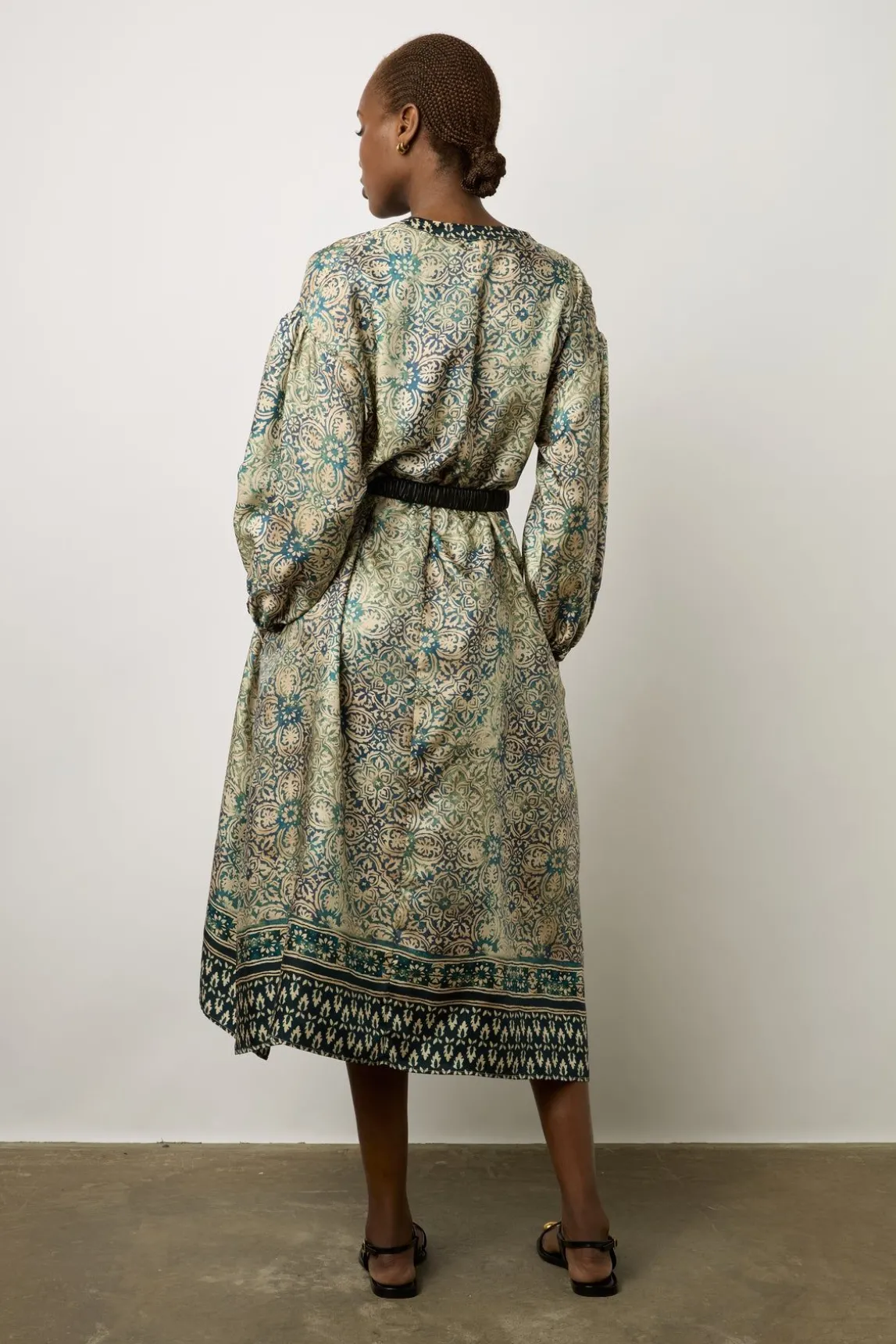 Robe Droite En 100% Soie Indigo - Elnora