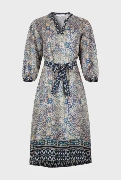 Robe Droite En 100% Soie Indigo - Elnora