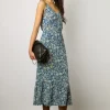Robe Imprimee A Bretelles Indigo - Esia