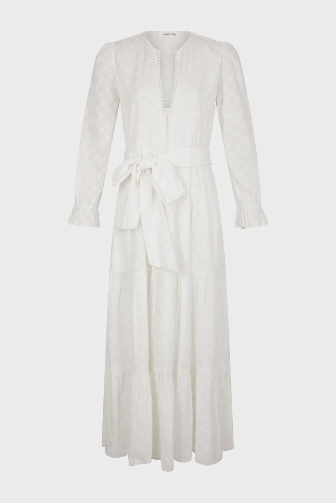 Robe Longue Blanche Brodee Blanc - Etann