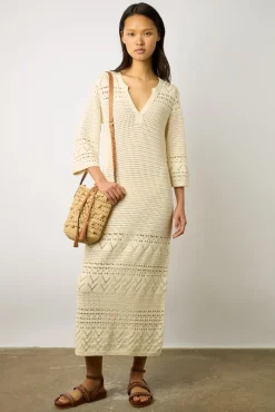 Robe Longue En Crochet Ecru - Emanuela