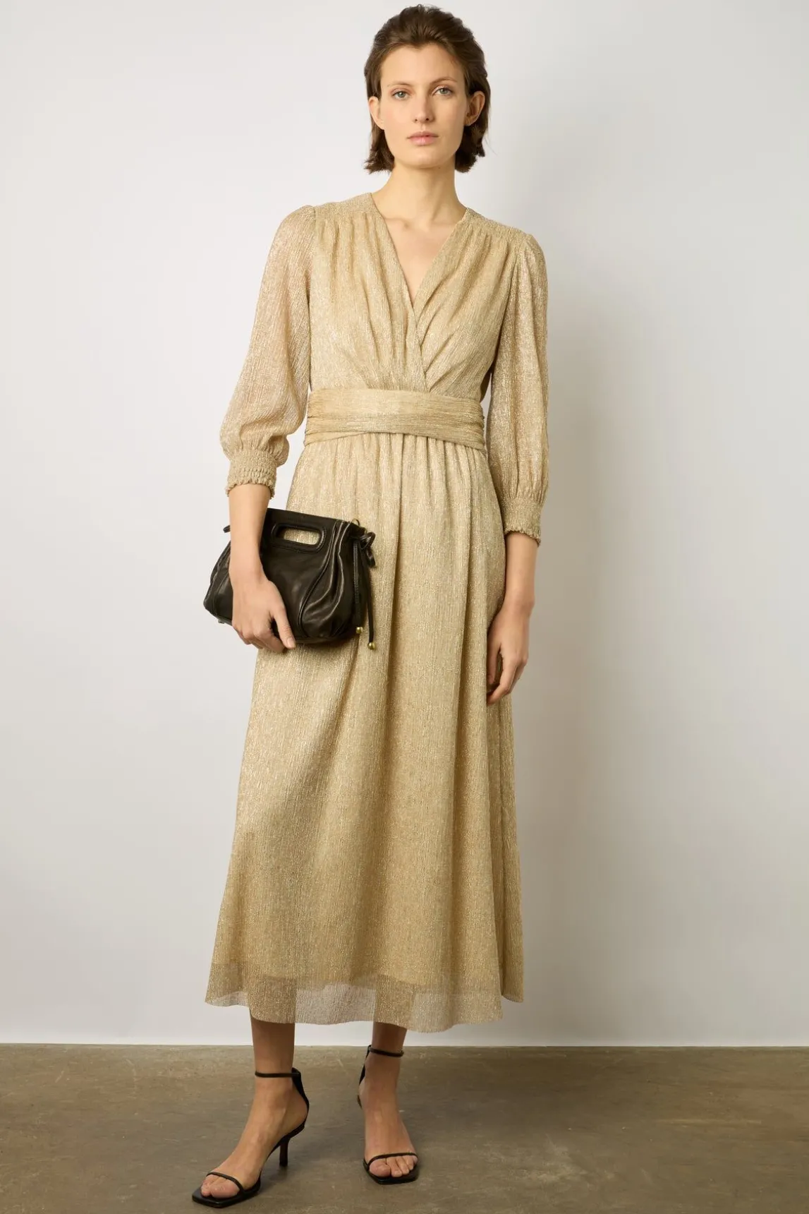 Robe Longue En Lurex Or - Elline