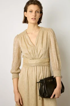 Robe Longue En Lurex Or - Elline