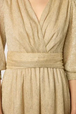 Robe Longue En Lurex Or - Elline