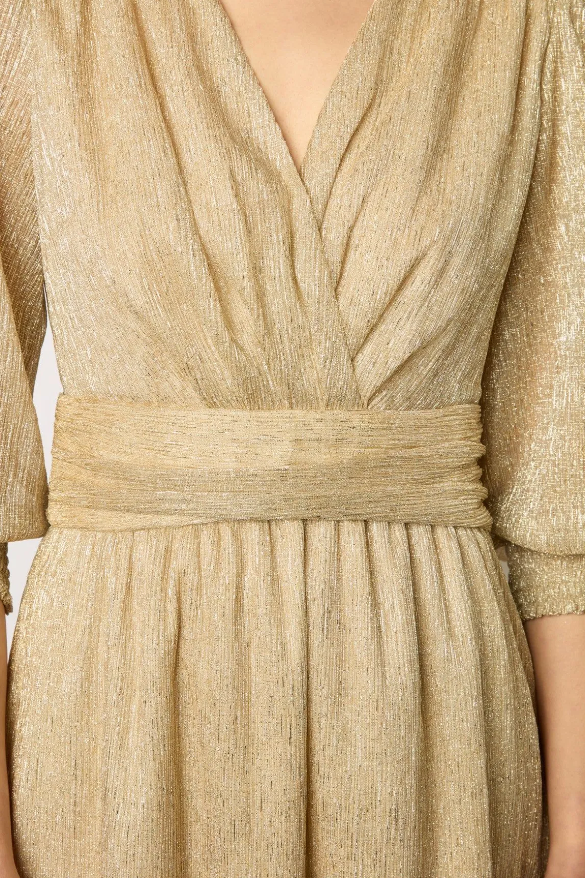 Robe Longue En Lurex Or - Elline