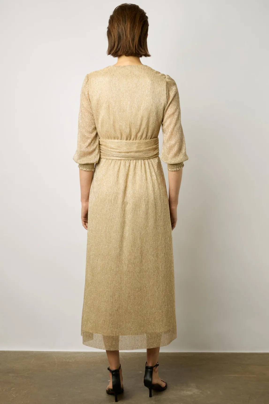 Robe Longue En Lurex Or - Elline