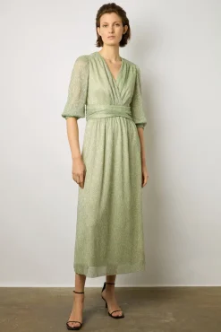 Robe Longue En Lurex Vert D'Eau - Elline
